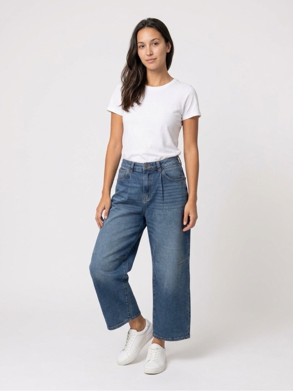 BCBG Medium Blue Wide Leg High-Rise Jeans